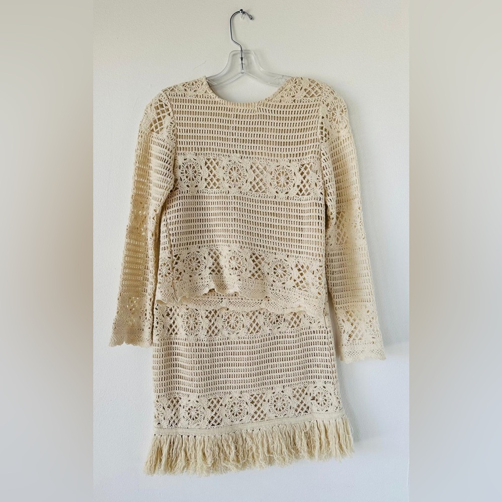 Lucy Paris Beige Crochet A-Line (Skirt)
